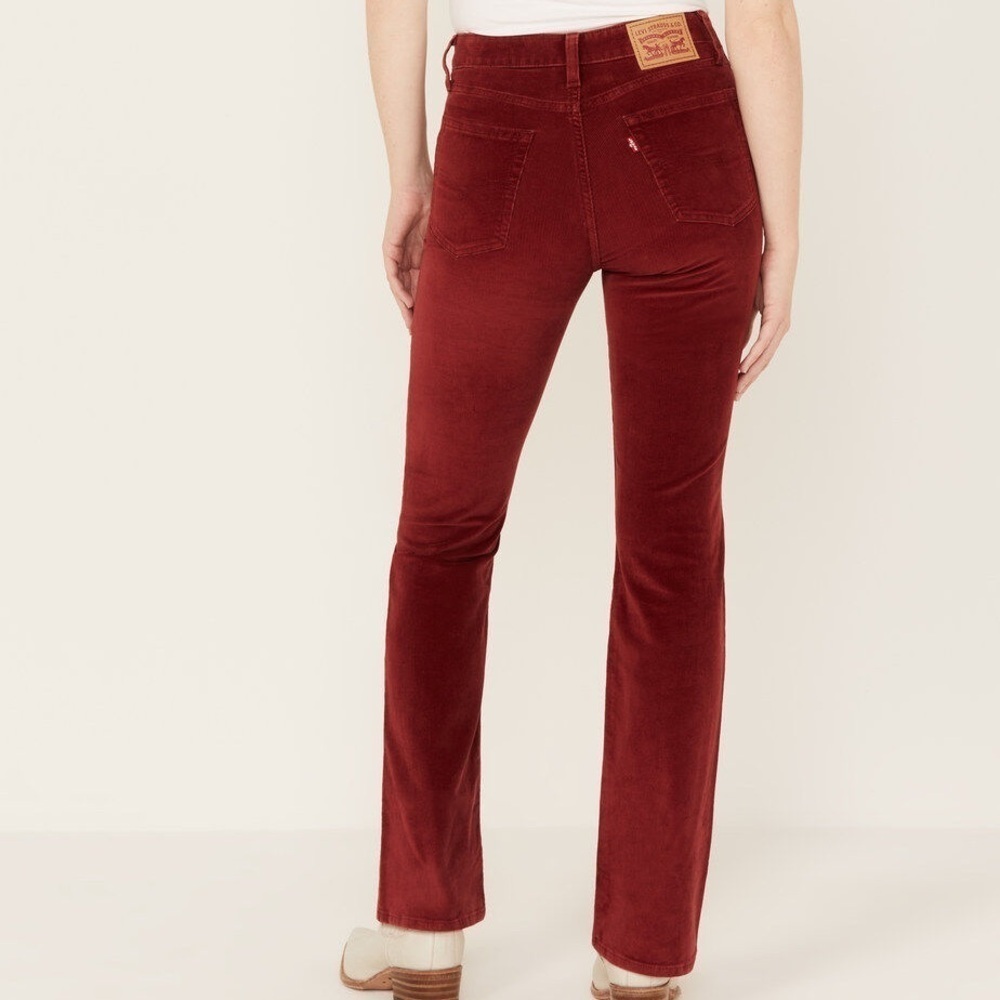 Levi’s 725 High Rise Boot Cut Maroon Corduroy Pants Sz 33 Academia Gilmore Girls - Picture 5 of 14